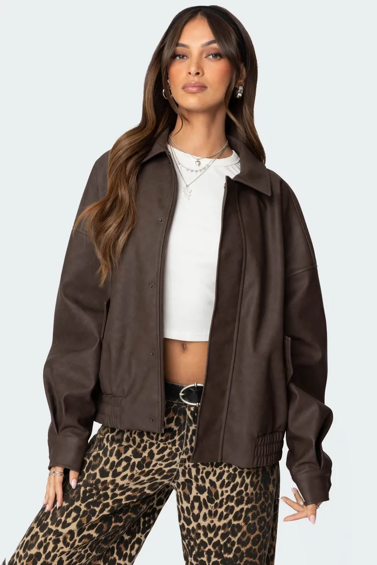 Campera cuero sintético oversize mori de Edikted en Chaquetas para argentina
