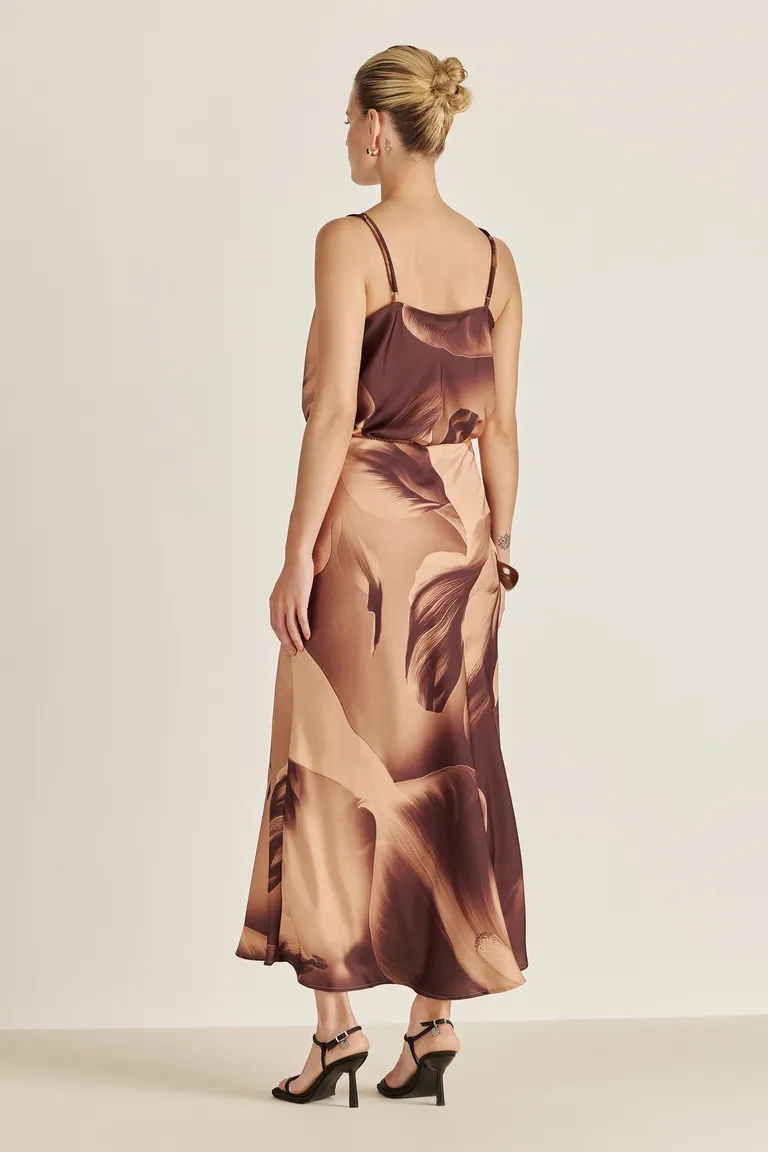 Falda satinada con estampa exclusiva, perfecta para el verano de Tucci en Faldas para argentina