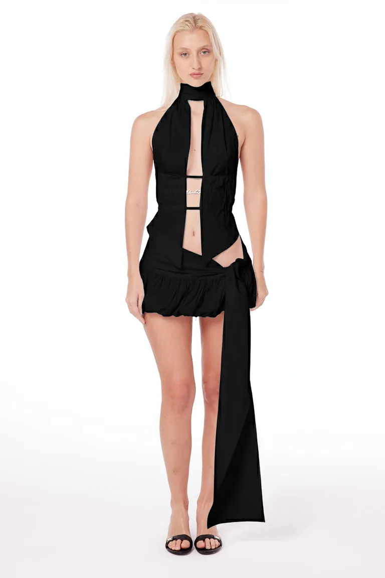 Top de poplín con tiras anudables en espalda y cuello de Black Mamba en Tops para argentina