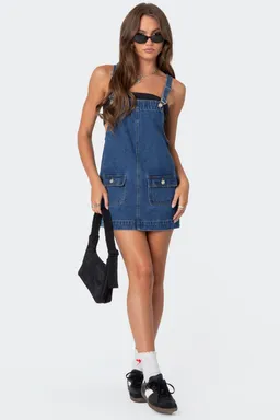 Minivestido denim estilo jardinero de Edikted en Vestidos para argentina