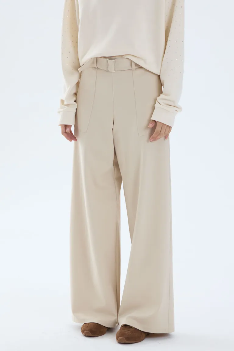 Pantalón de pierna ancha con cinto integrado y diseño fluido de Portsaid en Pantalones para argentina