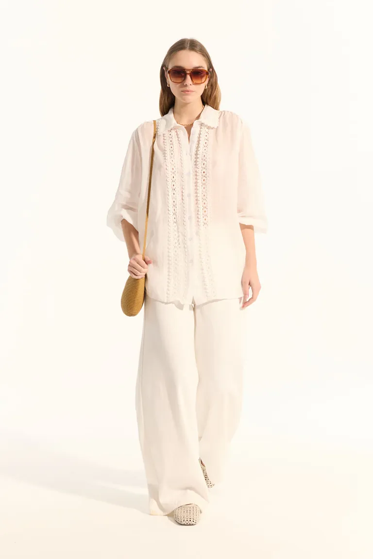 Camisa de calce relajado con detalles bordados y mangas tipo balloon de Portsaid en Camisas para argentina