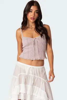 Musculosa tejida con encaje de Edikted en Tops para argentina