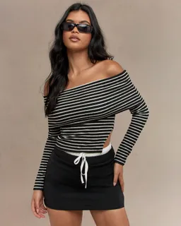 Blusa bardot rayada con abertura de Missguided en Blusas para argentina