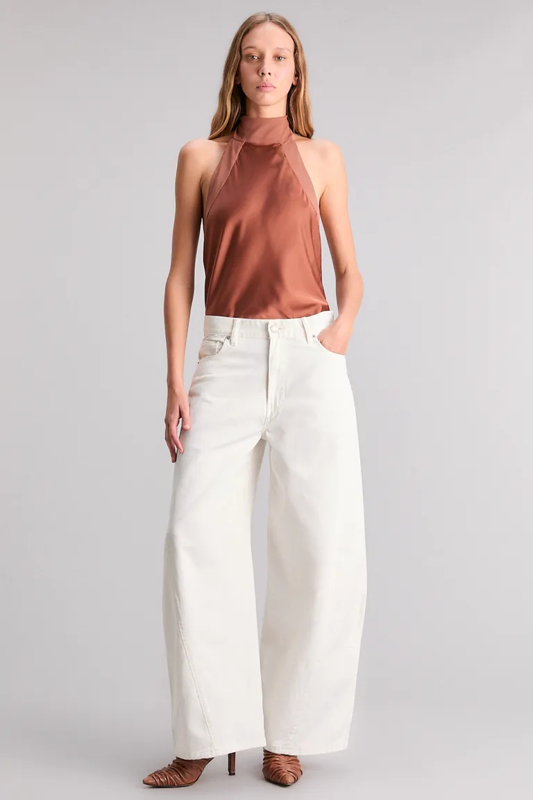 Pantalón barrel de tiro alto y piernas amplias en tejido 100% algodón de Kosiuko en Pantalones para argentina