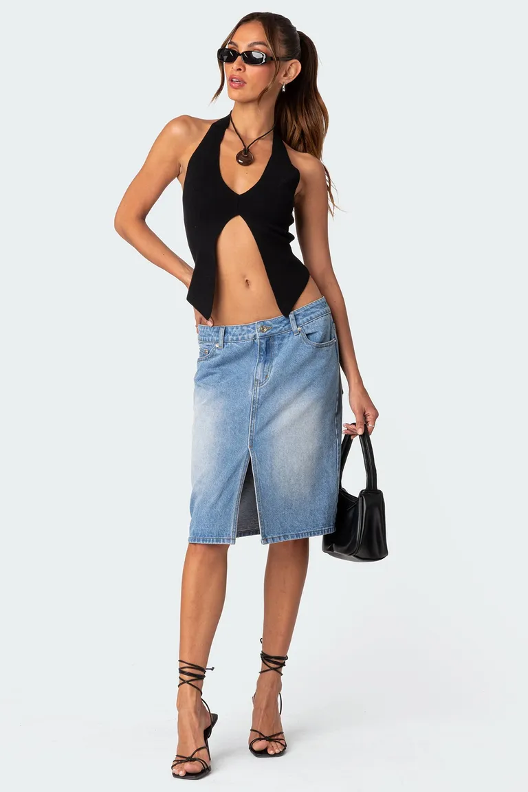 Falda denim junia con abertura de Edikted en Faldas para argentina