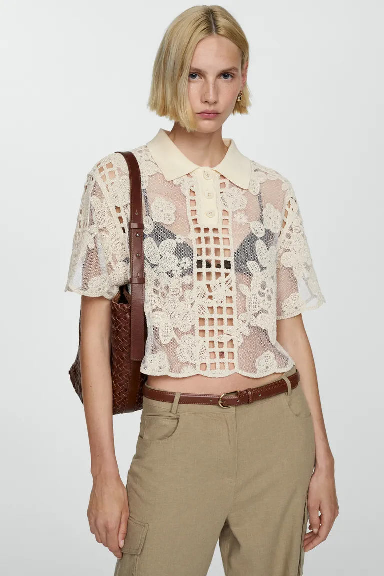 Blusa bordada detalles calados de Mango en Blusas para argentina