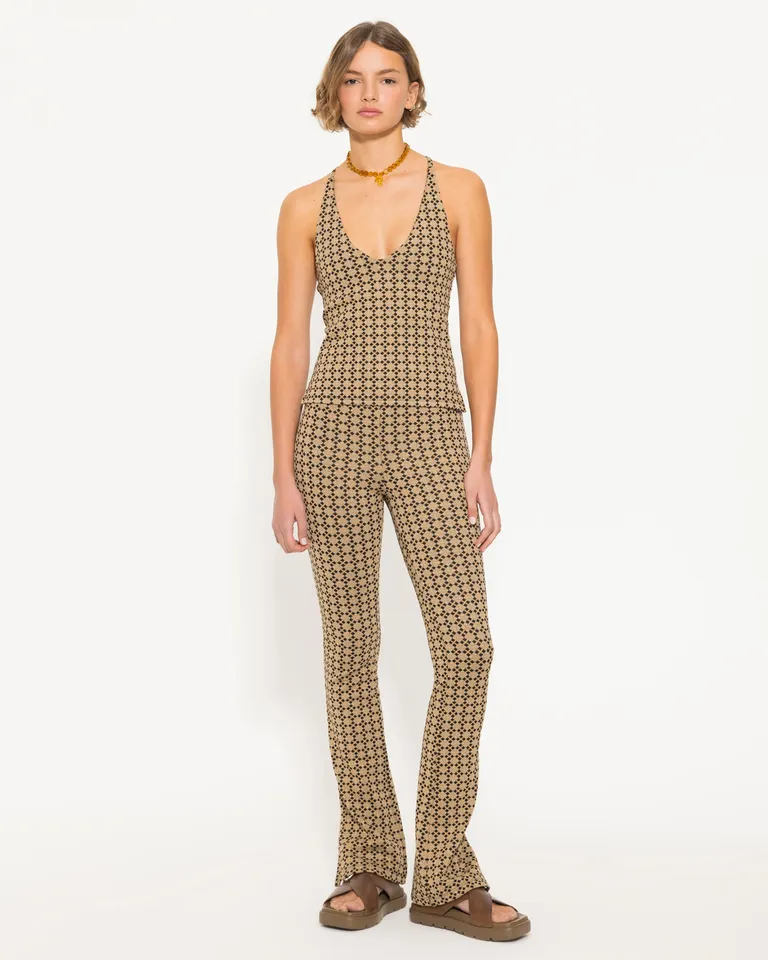 Pantalón de corte ajustado con diseño geométrico de brillo y textura de Jazmin Chebar en Pantalones para argentina