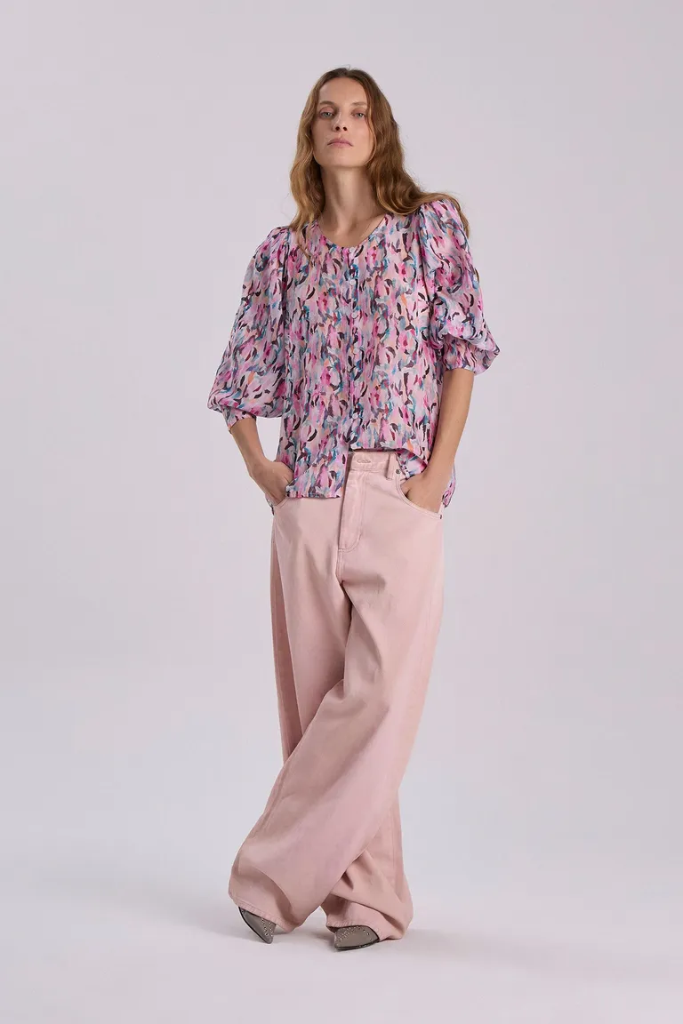 Camisa de cupro con estampado floral y mangas anchas para mujer de Maria Cher en Camisas para argentina