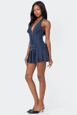 Mini vestido denim rayas con cinturón de Edikted en Vestidos para argentina