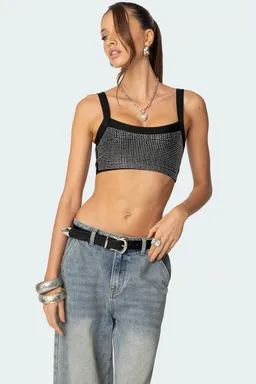 Crop top canalé strass de Edikted en Tops para argentina