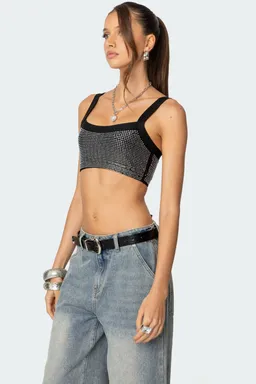 Crop top canalé strass de Edikted en Tops para argentina