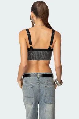 Crop top canalé strass de Edikted en Tops para argentina