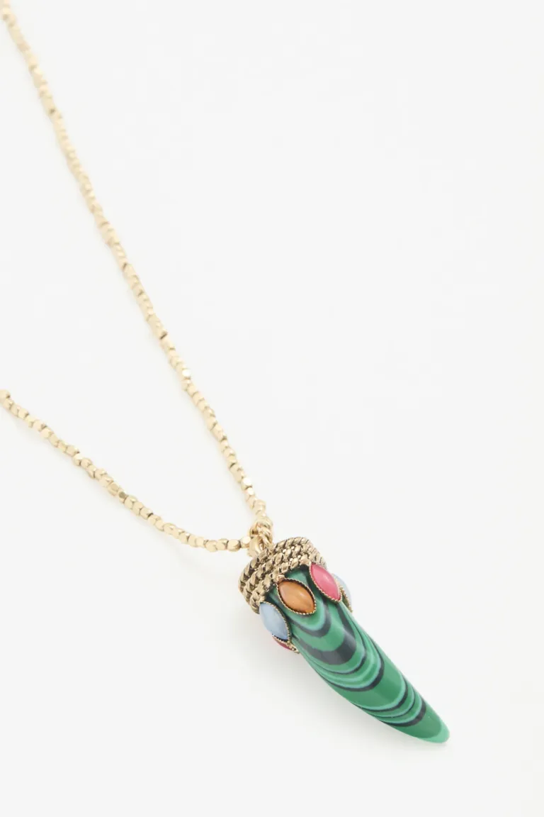 Collar largo con dije de cuerno y cadena de extensión con detalles de alas de Rapsodia en Bijouterie para argentina