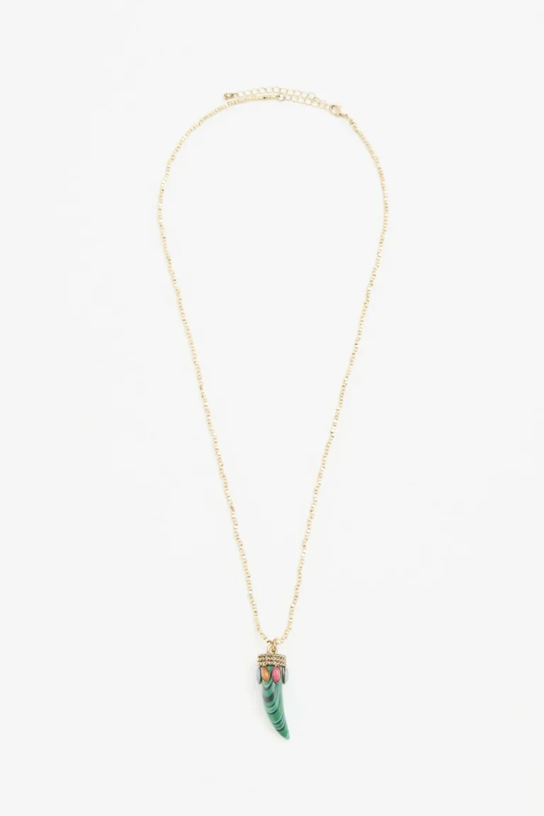 Collar largo con dije de cuerno y cadena de extensión con detalles de alas de Rapsodia en Bijouterie para argentina