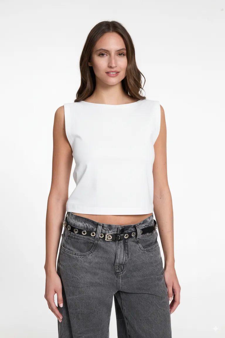 Remera musculosa de escote bote, diseño moderno y ajustado al cuerpo de Justaosadia en Remeras para argentina