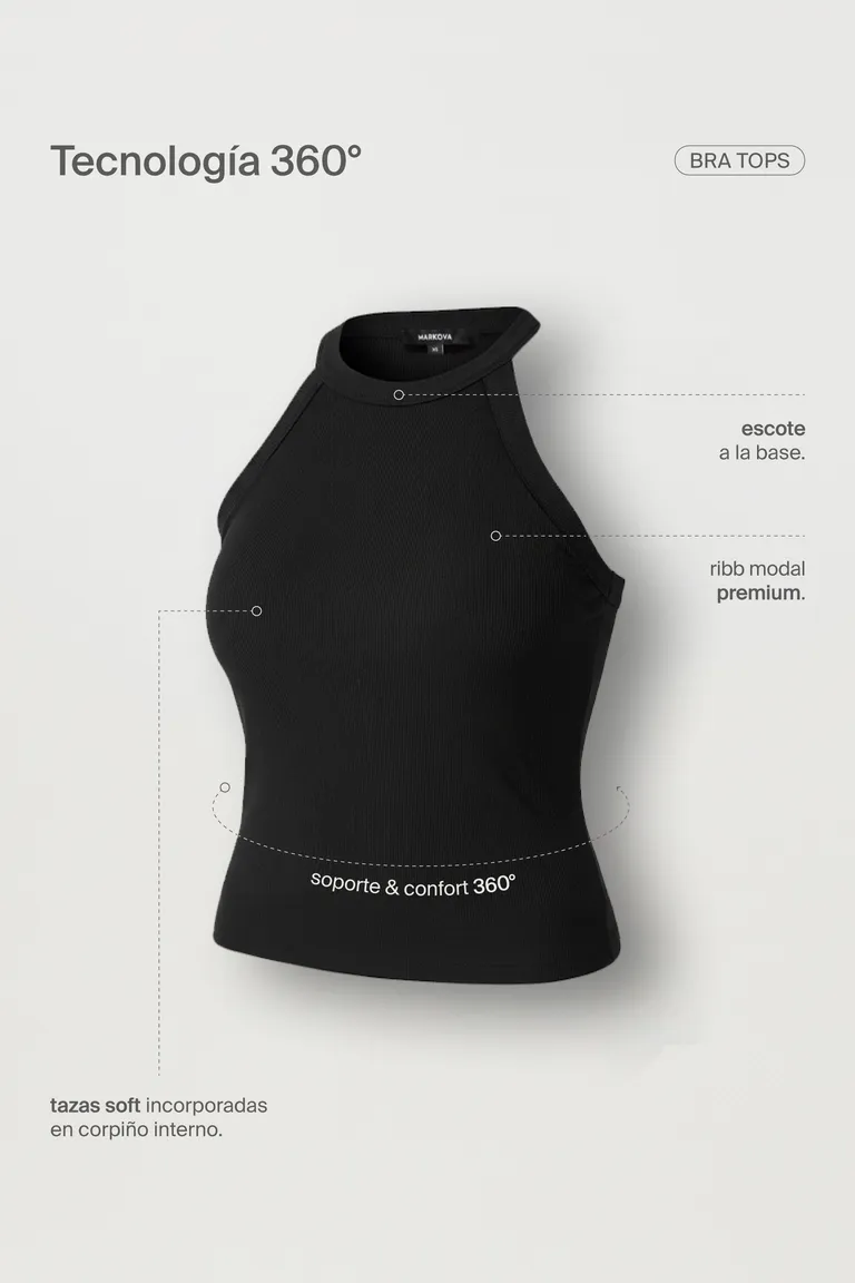 Top de ribb modal premium con tazas soft y escote a la base de Markova en Tops para argentina
