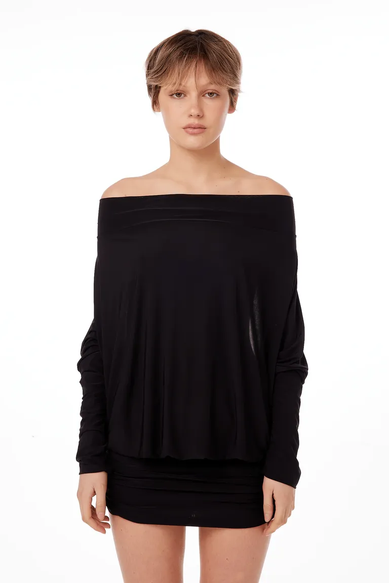 Vestido de microfibra negro con mangas largas y espalda descubierta de Black Mamba en Vestidos para argentina