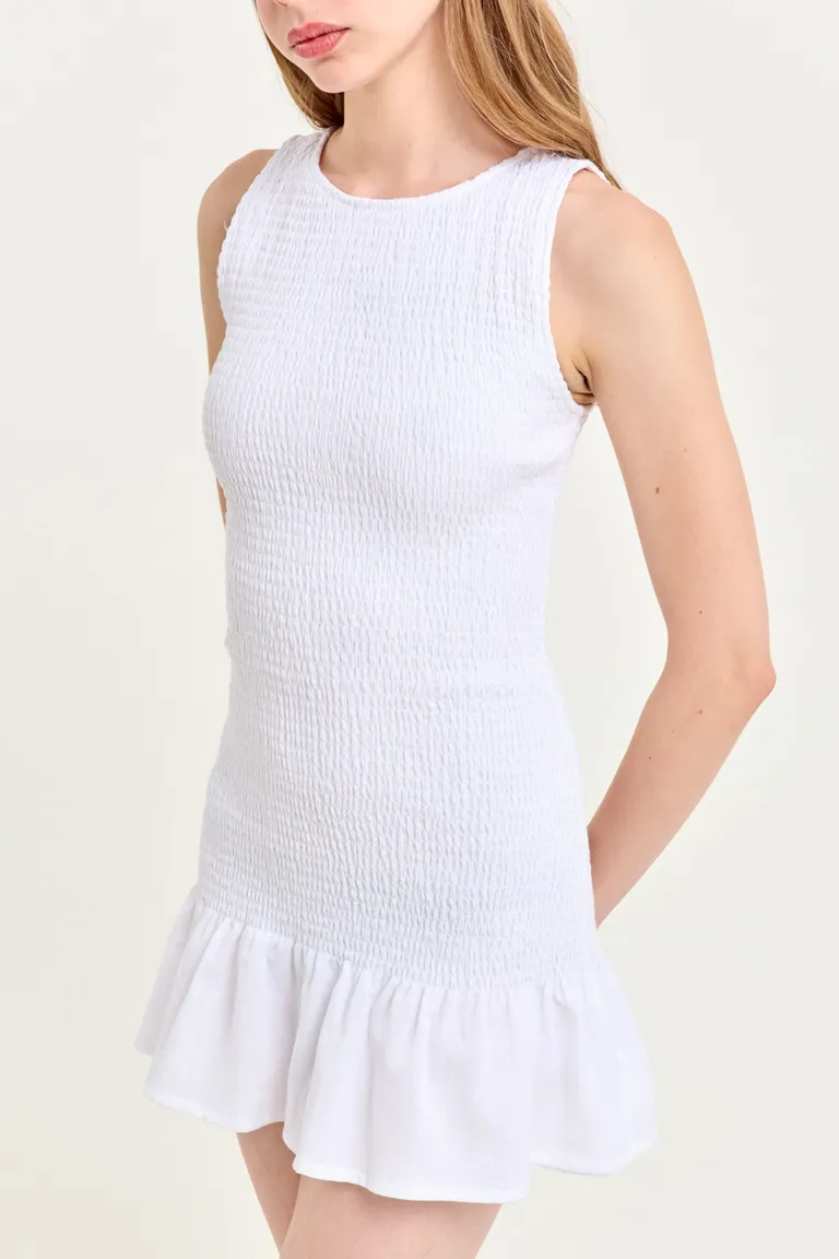 Vestido corto de bambula lisa sin mangas con falda evasé de 47 Street en Vestidos para argentina