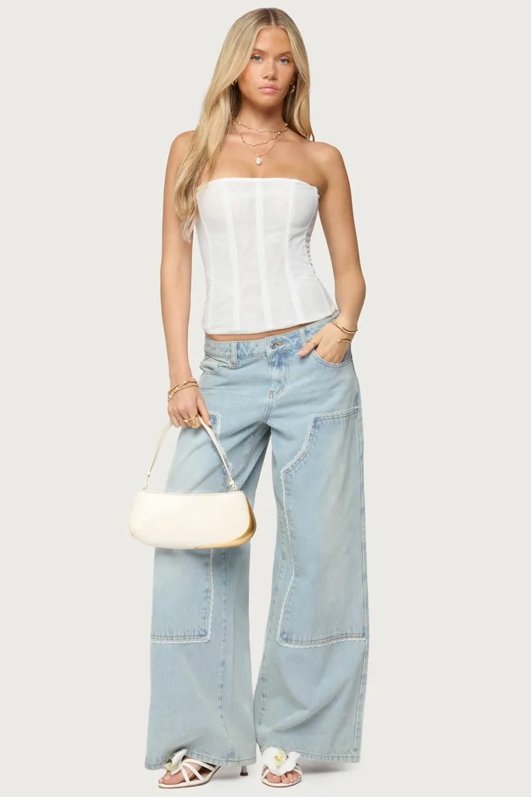 Jeans teela tiro bajo encaje de Edikted en Pantalones para argentina