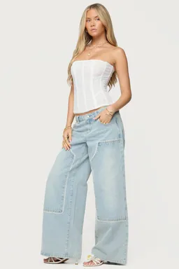 Jeans teela tiro bajo encaje de Edikted en Pantalones para argentina
