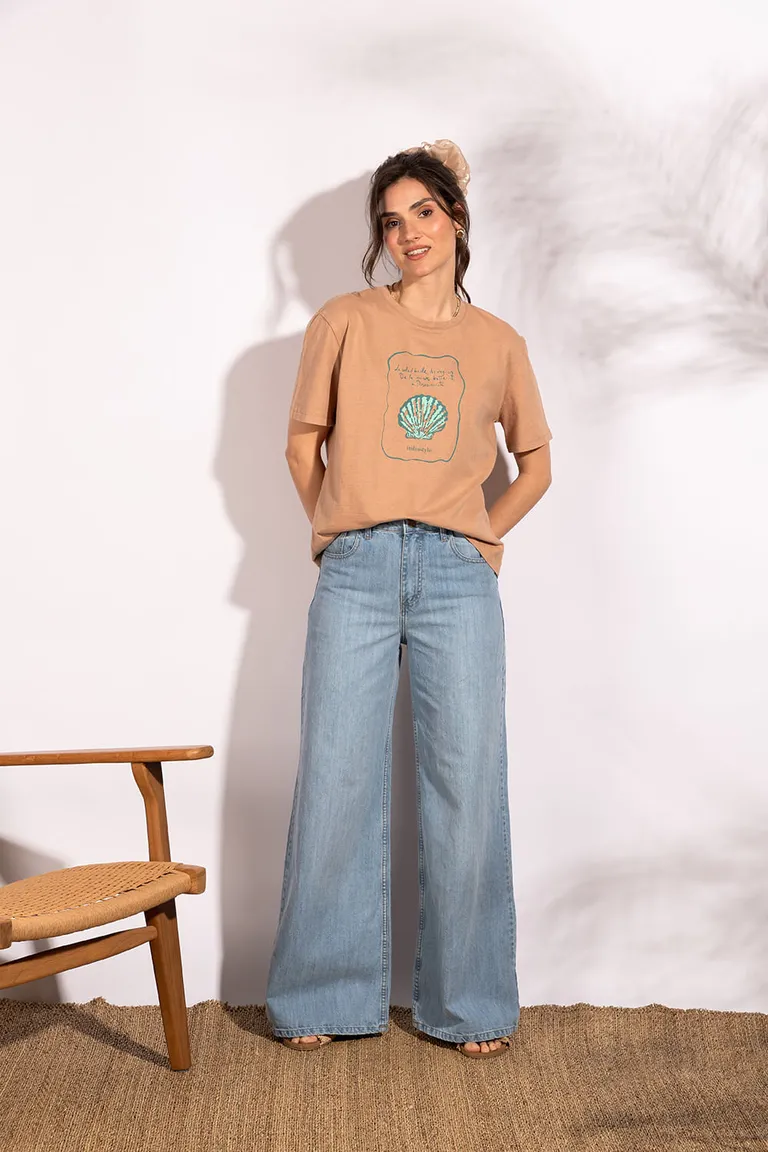 Remera de algodón con estampado estilizado y efecto lavado de Indiastyle en Remeras para argentina