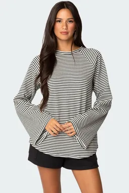 Top rayado manga campana oversized de Edikted en Tops para argentina