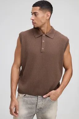 Chaleco tejido cuello camisero de Boohooman en Buzos y Sweaters para argentina
