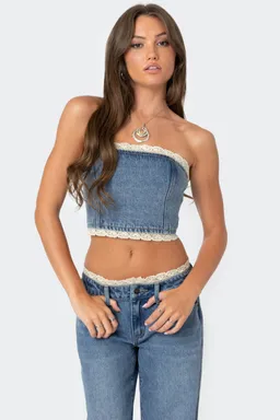Top denim karli con encaje de Edikted en Tops para argentina