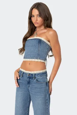 Top denim karli con encaje de Edikted en Tops para argentina
