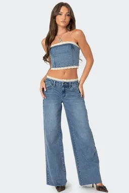 Top denim karli con encaje de Edikted en Tops para argentina