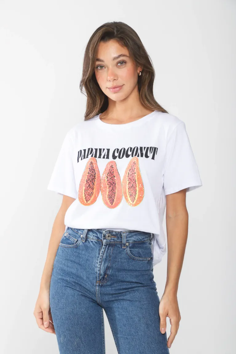 Remera estampada de algodón en tono beige para mujer de Belle en Remeras para argentina