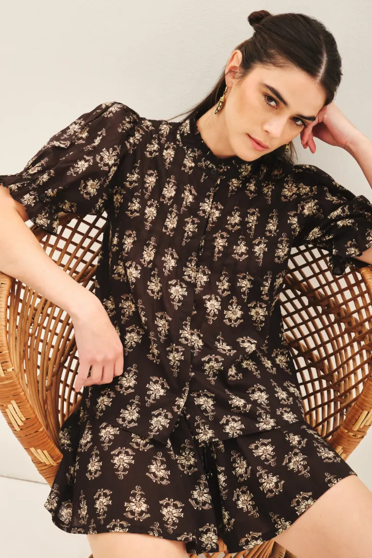 Camisa de algodón con estampado floral y mangas voluminosas para mujer de Rapsodia en Camisas para argentina