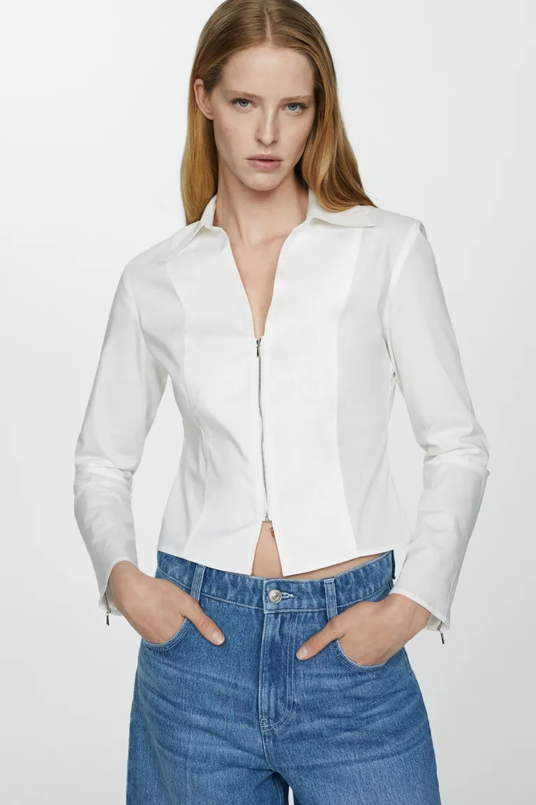 Camisa entallada cremallera algodón de Mango en Camisas para argentina
