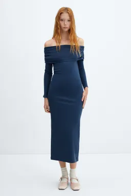 Vestido drapeado hombros descubiertos de Mango en Vestidos para argentina