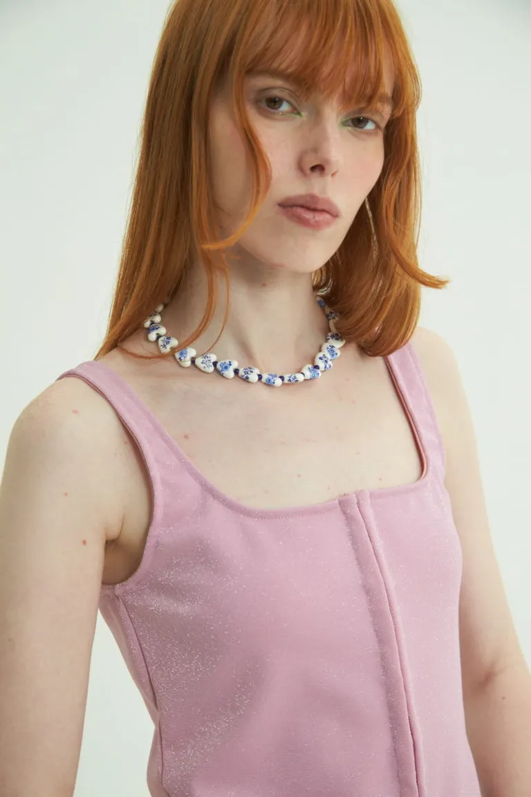 Top de tela elástica con detalles en lurex y escote cuadrado de Las Pepas en Tops para argentina