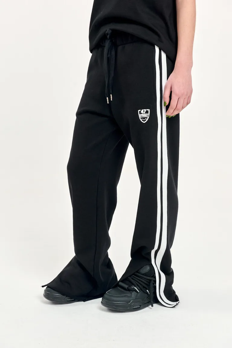 Pantalón negro casual con cordón ajustable y detalles laterales de 47 Street en Pantalones para argentina