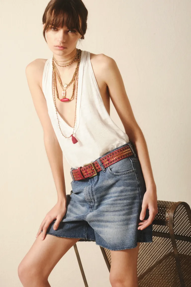 Bermudas de denim con efecto desgastado y tajo lateral de Rapsodia en Shorts para argentina