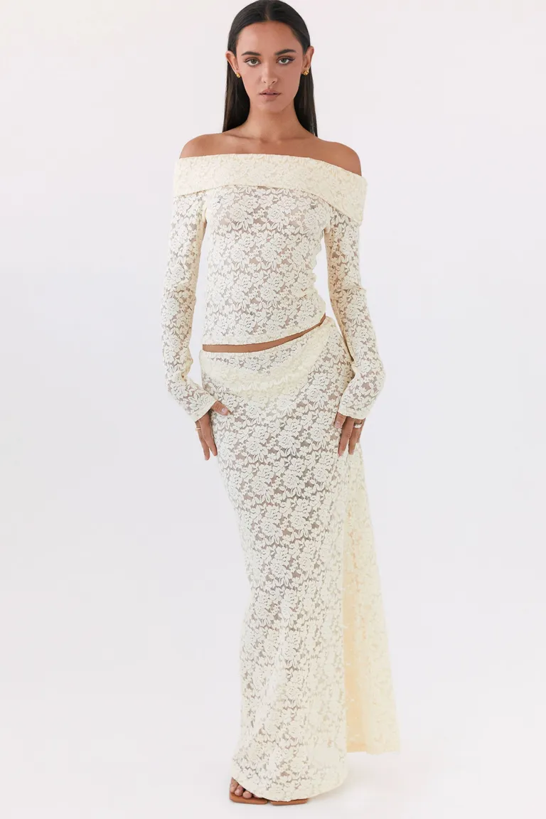 Falda maxi encaje zephyra natural de Peppermayo en Faldas para argentina