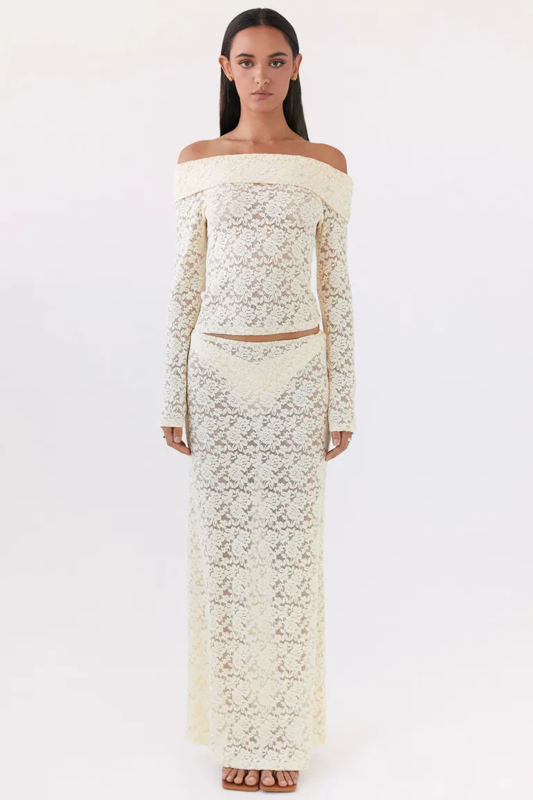 Falda maxi encaje zephyra natural de Peppermayo en Faldas para argentina