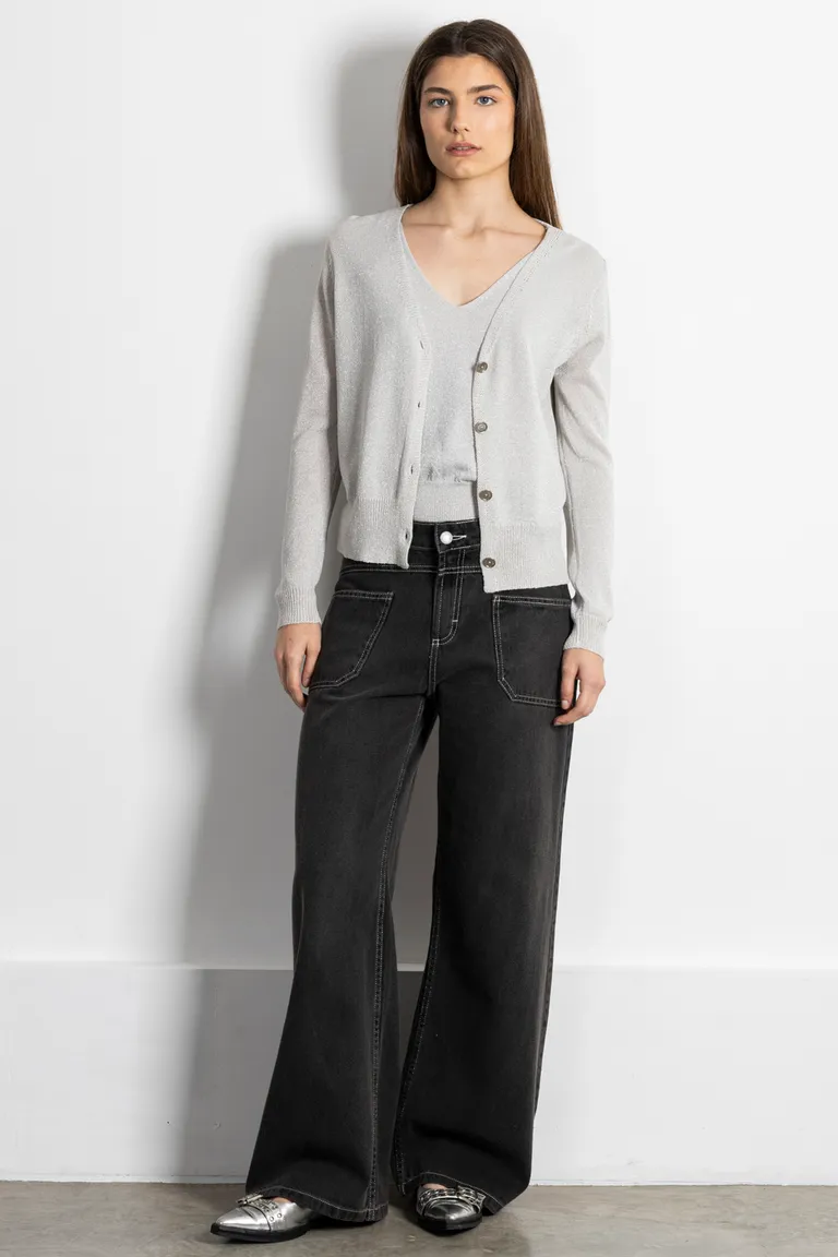 Cardigan de punto de cuello en V con botones frontales para mujer de Kill en Buzos y Sweaters para argentina