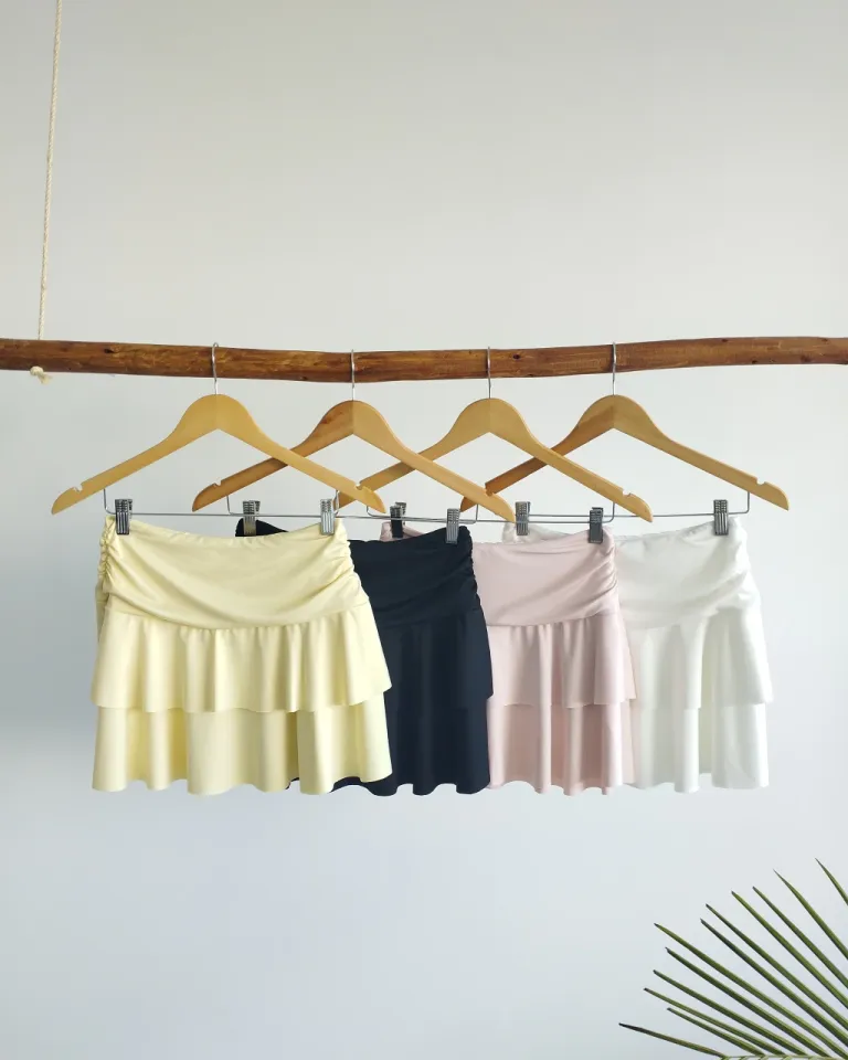 Pollera de microfibra con doble volado y fruncido en la cintura de Lemmon en Faldas para argentina