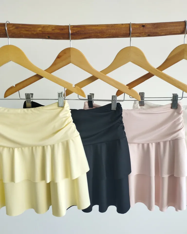 Pollera de microfibra con doble volado y fruncido en la cintura de Lemmon en Faldas para argentina