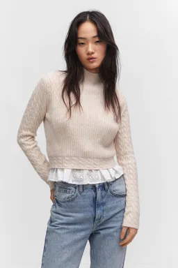 Jersey trenzado cuello perkins de Mango en Buzos y Sweaters para argentina