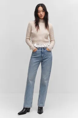 Jersey trenzado cuello perkins de Mango en Buzos y Sweaters para argentina