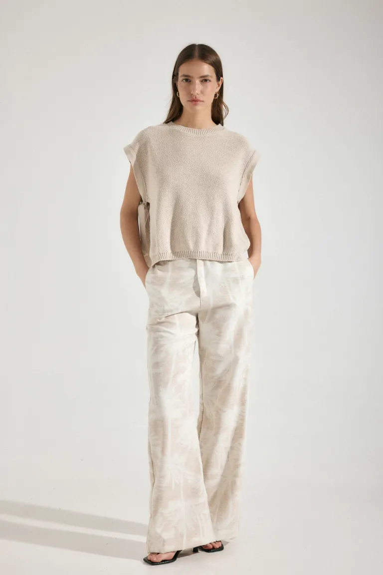 Pantalón cubana de tiro alto en sarga estampada - Indumentaria de Mujer de Audaz en Pantalones para argentina