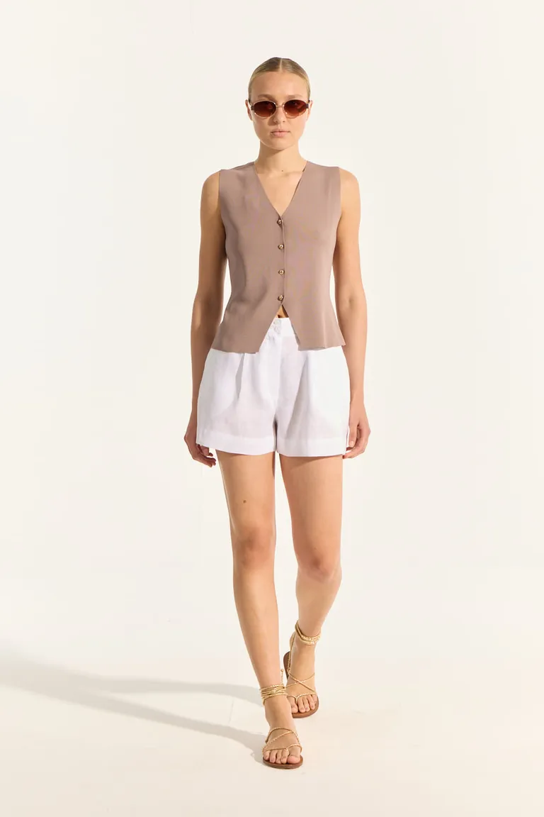 Chaleco tejido estilo sastre con escote en V y cierre abierto en el ruedo de Portsaid en Chalecos para argentina