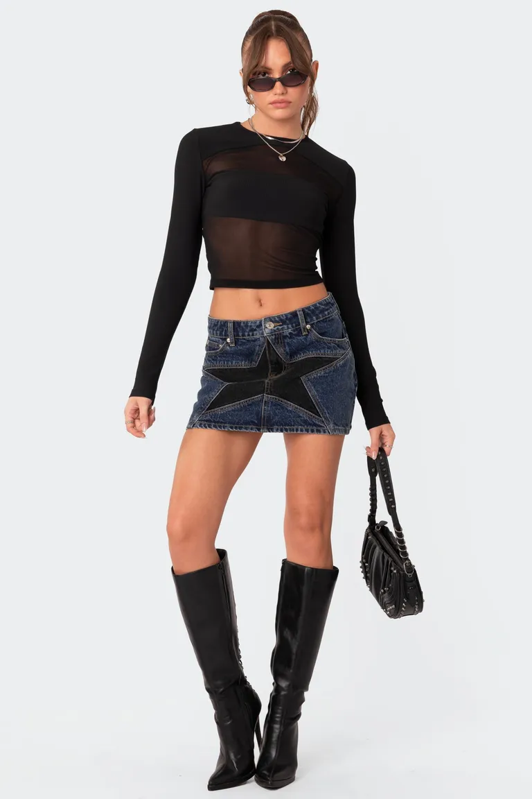 Mini falda denim tiro bajo stars de Edikted en Faldas para argentina