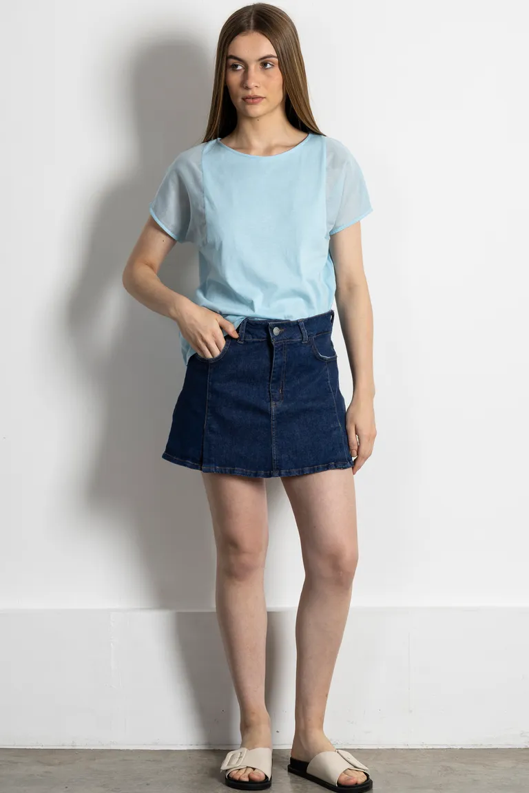 Remera de jersey de algodón con detalles en sedita a tono de Kill en Remeras para argentina