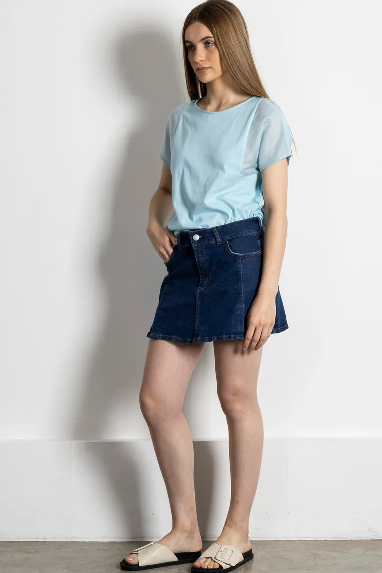 Remera de jersey de algodón con detalles en sedita a tono de Kill en Remeras para argentina